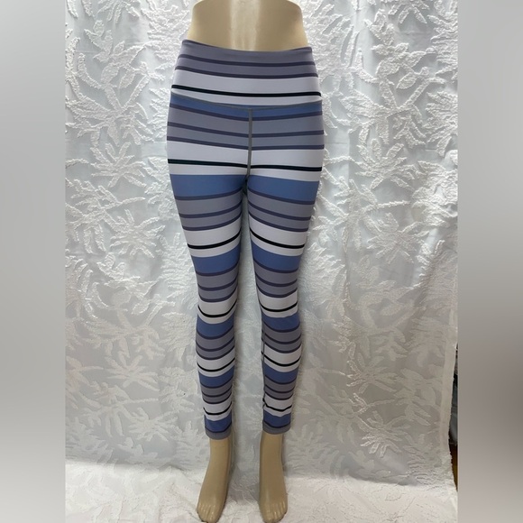 ZYIA Striped Blue and White Leggings - Picture 1 of 4